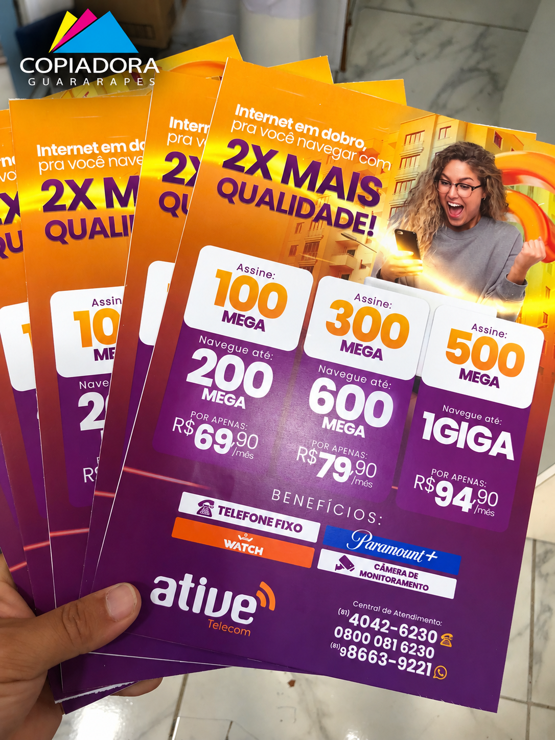 Panfletos promocionais — Ative Telecom