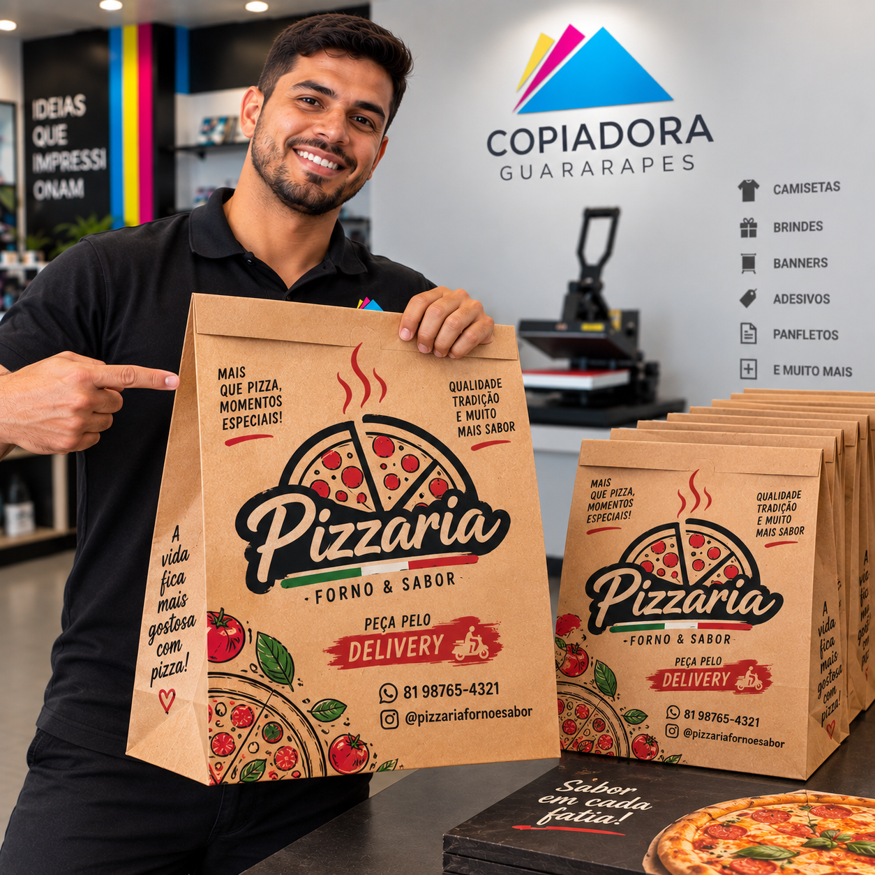 Saco kraft para delivery — Pizzaria