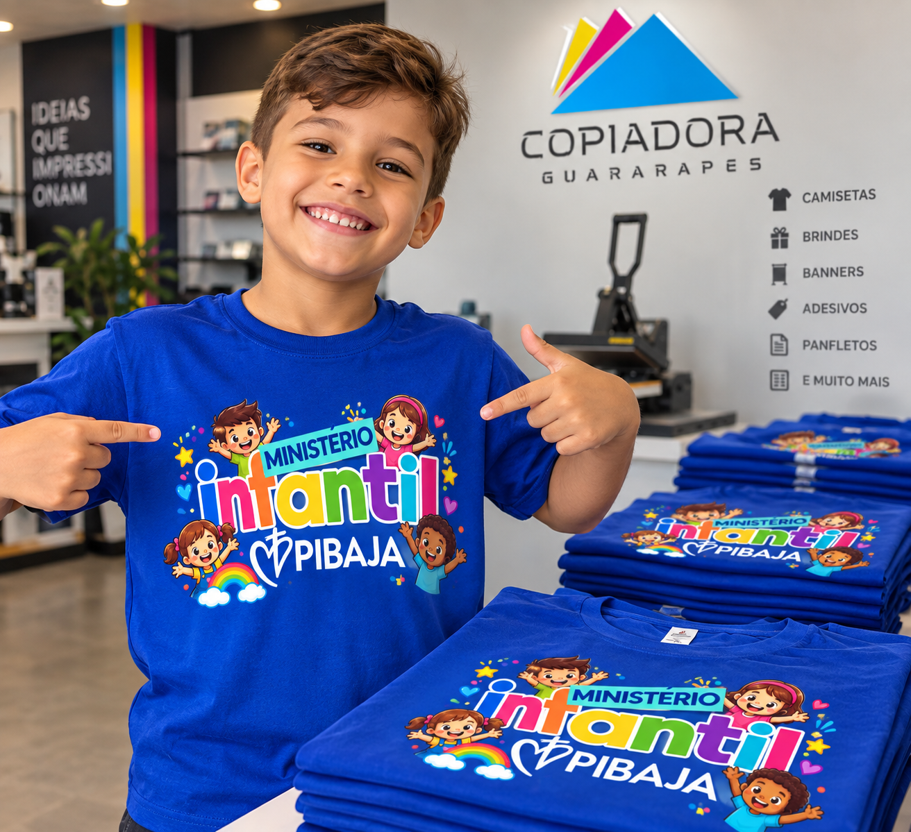 Camisa infantil em algodão com DTF